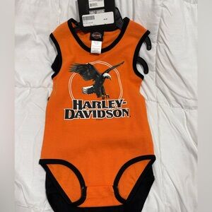 Harley-Davidson Orange and Black Baby Bodysuit